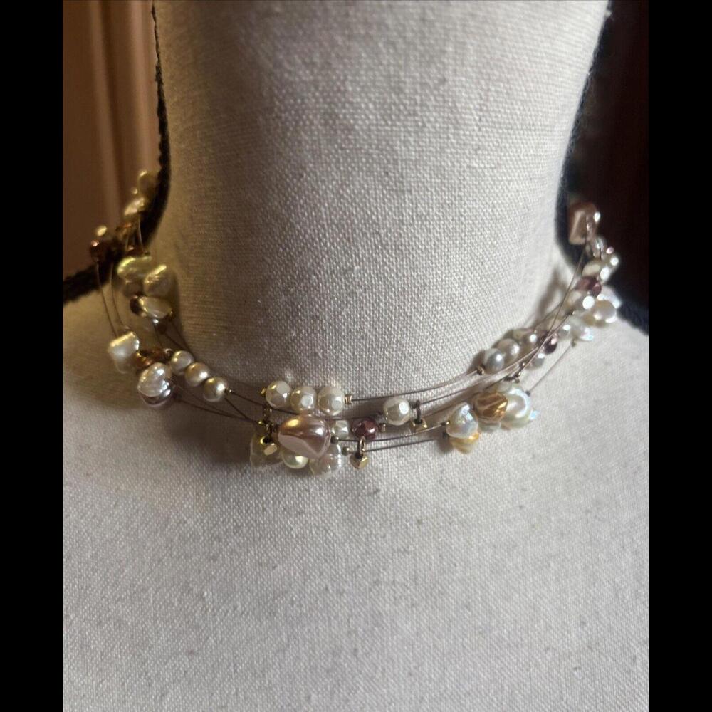 👠💎Brighton Floral Heart Shaped Box Multi Strand Delicate Pearl Necklace